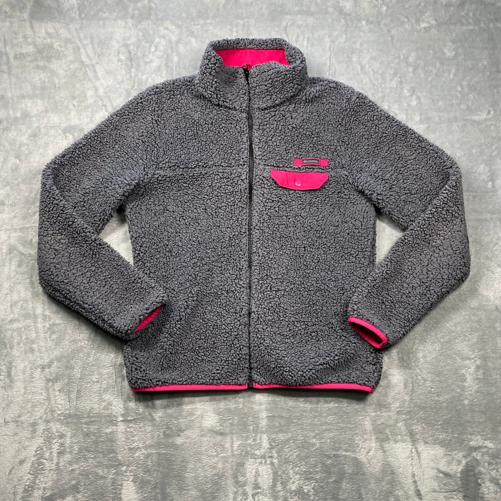 Columbia Mountainside Sherpa Fleece Jacket Womens Gray Pink Full‎ Zip Size M